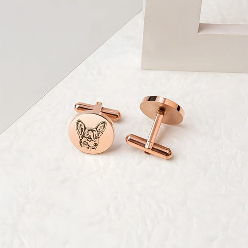 Personalized Pet Commemorative Cufflinks – Custom Engraved Pet