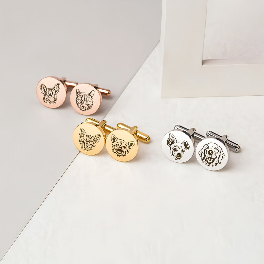 Personalized Pet Commemorative Cufflinks – Custom Engraved Pet