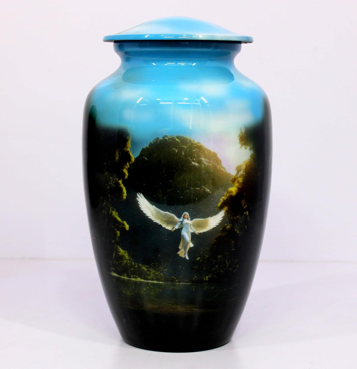Memorial Human Ashes Container Jar Pot | Angel Print